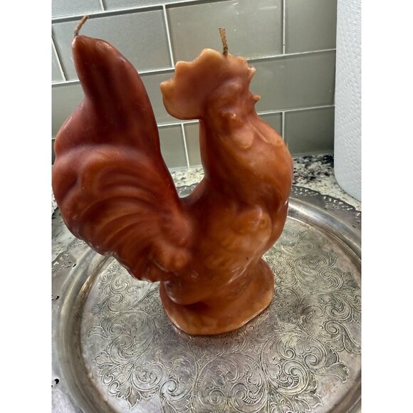 2 VTG Candelier Handcrafted Figural Wax Rooster Candle Table Top Decor Farmhouse - Picture 10 of 16